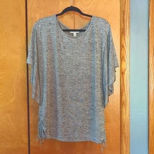 Women's silver fluttery sleeve blouse